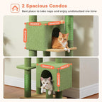 PEQULTI 53" Cat Tree for Indoor Cats, Multi-Level Cat Tower with Cozy Cat Condo Clearance Prime, Green
