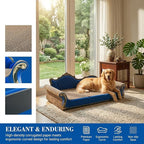 Royal Blue Sofa Shape Cat Scratcher, 19.9” Large 2-in-1 Cat Scratcher Lounge Bed, Sturdy Cardboard Scratching Board for Indoor Cats