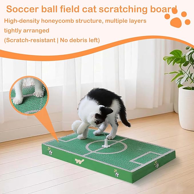 11"x17"Cat Scratcher Board and Cat Bed with Soccer Ball Field Design Cardboard for Indoor Cats Cardboard pad Sleep Play and Grind Claws