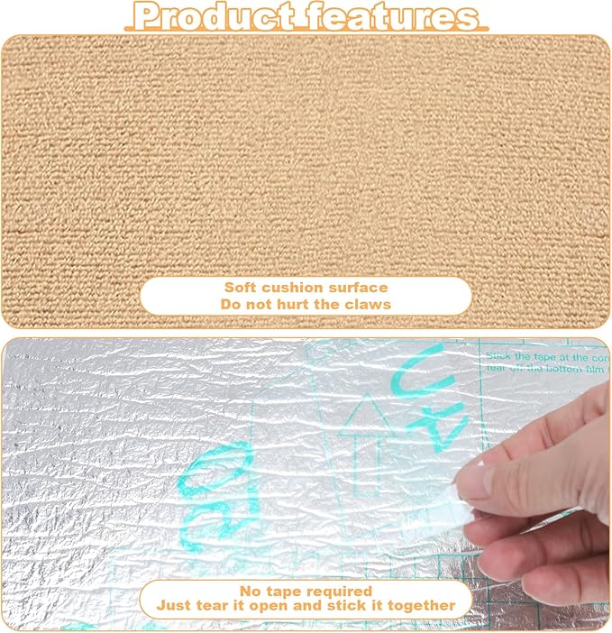 Rabbit Scratcher Mat - DIY Trimmable Self-Adhesive Bunny Scratch Pad Roll, 12 Inch x 3.28 ft Small Animal Scratching Rug for Cage, Biting, Sleeping & Nesting,Safe Scratch Mat for Rabbits & Small Pets