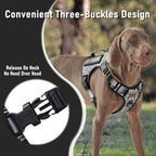Tactical Dog Harness for Extra Large Dog Breeds, No Pull Adjustable Pet Harness with Handle, Reflective K9 Military Service Dog Vest for Walking Hiking Training, Black Ethnic, XL