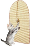 Natural Sisal Cat Scratcher Mat with Sisal Ball, Cat Wall Scratcher Cat Scratchers for Indoor Cats with Velcro Tapes, Cat Scratch Pad Carpet Rug, Wall Mounted Cat Scratching Mat Protect Wall and Sofas