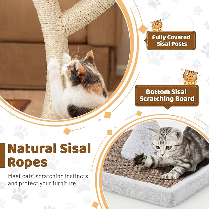 Tangkula Tall Cat Tree, 70 Inch Multi-Level Large Cat Tower with 3 Warm Perches, 3 Jingling Balls, Sisal Scratching Posts & Board, Modern Cat Tree for Indoor Cats Large Adult