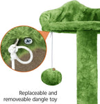 Topeakmart 54in Cat Tree with Scratching Posts Spacious Condos Furry Hanging Ball Cat Climbing Tower for Indoor Cats and Kittens, Green