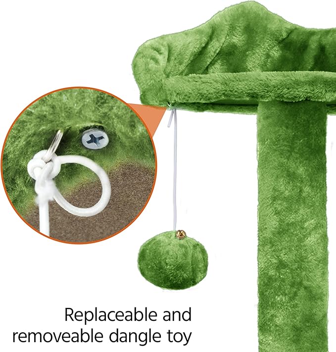 Topeakmart 54in Cat Tree with Scratching Posts Spacious Condos Furry Hanging Ball Cat Climbing Tower for Indoor Cats and Kittens, Green
