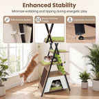 Tangkula 73 Inch Tall Cat Tree, Modern Wood Cat Tower with Scratching Pad, Extra-Large Perch & Removable Washable Mats, 3 Pompoms, Multi-Level Cat Furniture for Indoor Cats Large Adult (Green)