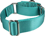 Mikivery Martingale Dog Collar Nylon Adjustable and Safety Training Colourful Comfortable Metal Buckle Pet Collars for Small Medium and Large Dogs(Teal,M)