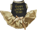 Petitebella Happy New Year Puppy Dog Dress (Black/Gold, Large)