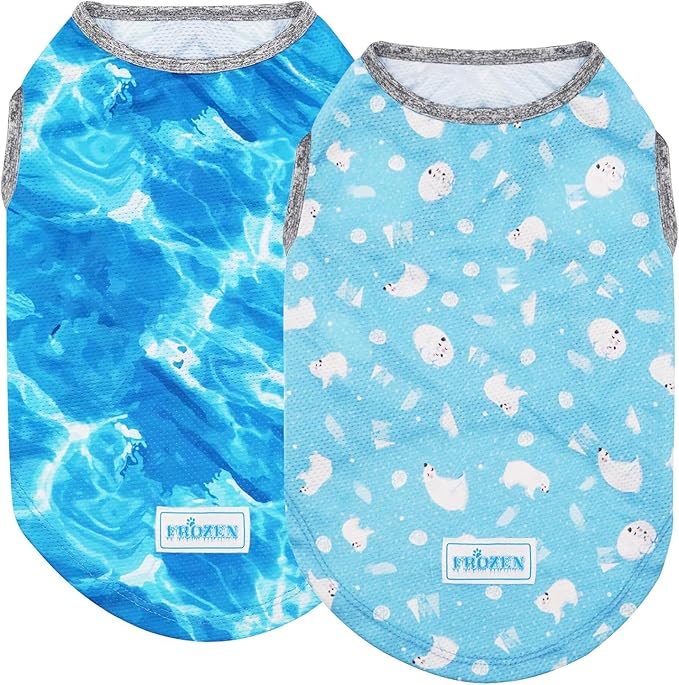 KYEESE 2Pack Dog Cooling Shirt, Breathable Dog Shirt for Medium Large Dogs, Sun Protection Dogs Cooling Vest Tank Top, Lightweight Soft Sleeveless Summer Pet Clothes, Polar Bear+Ice, 2XL