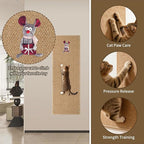 FHTONGE 39.4x15.8 Thickened Cat Wall Climbing Carpet with 16 Fixed Nails, Extra Large Tall Cat Scratch Pad for Wall, Wall Mounted Climbing Cat Scratcher for Furniture Couch Sofa Protector(Camel)