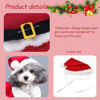QETRABONE Small Dog Cat Christmas Santa Claus Costume - Red Santa Hat Scarf Cosplay Dressing Up Xmas Party New Year Clothing Accessories (X-Large)