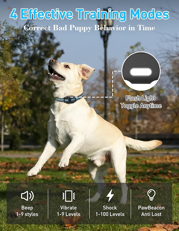 Small Dog Shock Collar, Tailored for Small Dogs 5-15lbs & Medium, Lightest Training Collar with Beep Vibration, Light for Night Walks, 3300Ft Rechargeable E Collar with Remote IPX7 Waterproof