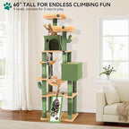 YITAHOME 193 cm Tall Cactus Cat Tower for Large Cats,76 inch Heavy Duty Cat Tree for Indoor Large Adult Big Cats Maine Coon Cat Tree Tower with Scratching Post, Hammock, Cat Condo, Cactus Green