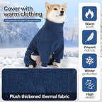 Dog Winter Coat, Warm Fleece Dog Jacket, Windproof Pullover Jumpsuit, Full Body Pajamas Onesie, Cold Weather Clothes for Medium Large Dog(XL,NavyBlue)