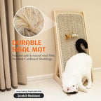PETKARAY Cat Scratcher, Sisal Scratching Ramp, L Shape Scratch Pad for Indoor Cats, 27" Wall Furniture Protector with Mouse Toy