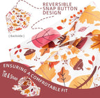 Dog Fall Bandanas - Colorful Autumn Leaves, Acorns & Berries Print, Thanksgiving Holiday Triangle Pet Scarf with Snap Button, Medium and Large Breed, 30-75lbs