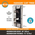 K&H Pet Products Hangin Cat Tree Door Mounted Cat Furniture, Space Saving Multi-Level Wall Perch Hammock Bed, Interconnecting Levels, Collapsible, Tool-Free Assembly - Gray - Fits Doors <80in H