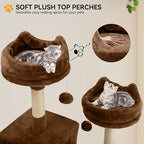 YITAHOME 75-Inch Tall Cat Tree Indoor: Multi-Level Kitten Tower with Kitty Condos, Top Perches, Sisal Ramp, Scratching Posts & Cozy Basket Hammocks Pet Play House Brown