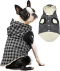 Fleece Lining Dog Hoodie for Small Dogs Extra Warm Plaid Sweater with Drawstring Hooded Coats in Winter Puppy Jacket,Black XS