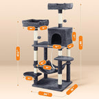 Topeakmart 59 inches Cat Tree Cat Tower Stand House Condo with Big Hammock Scratching Post Kitty Pet Play House