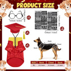 5 Pcs Dog Graduation Costume Set Include 2026 Pet Graduation Gown with Stole Puppy Grad Cap Lensless Glasses DIY Letter Stickers for Dogs Cats Holiday Costume Accessory(Red Yellow,XL)