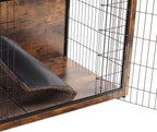DWANTON Dog Crate Furniture with Cushion, Wooden Kennel Table with Double Doors, Indoor Dog House, Extra Large Size, 43.3" L, Rustic Brown
