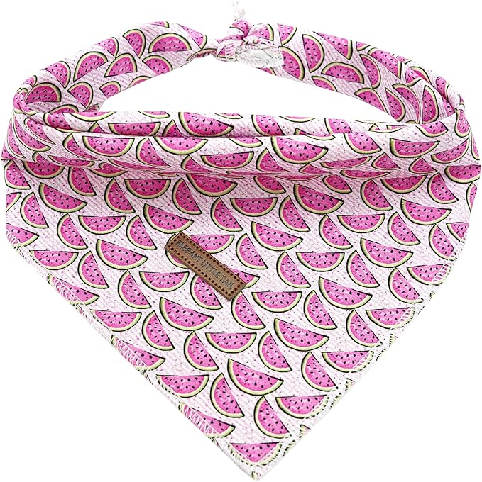 Elegant Little Tail Dog Bandana - 1PC Washable Cotton Summer Dog Kerchief Reversible Bibs/Scarf Triangle Scarf for Small to Large Dogs