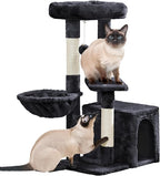 Yaheetech Cat Tree, 34in Cute Cat Tower for Indoor Cats, Multi-Level Pet Condo Furniture Activity Center Cat Bed w/Scratching Post&Dangling Ball&Platform for Kittens, Black