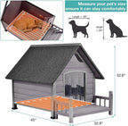Dog House Outdoor, Insulated Dog Kennel Outside for Large Breed, 50.87" L Weatherproof Large Dog Shelter with Anti-Chewing Iron Frame (Grey-H, 45" D x 32.9" W x 32.6" H)