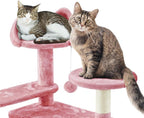 Yaheetech Cat Tree, 57 inches Cat Tower with Double Condo, Scratching Board and Basket, Cat Furniture for Indoor Cats Kitten- Pink