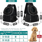 PetAmi Dog Front Carrier Backpack, Ventilated Adjustable Dog Pet Cat Chest Carrier Backpack, Dog Carrier for Hiking Camping Travel, Small Dog Puppy Medium Cat Carrying Bag, Max 14 lbs, Black