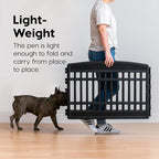 IRIS USA Dog Playpen with Door, 24” 4 Panel Pet Exercise Pen – Indoor Outdoor Puppy Play Pen, Portable Plastic Pet Fence for Small Medium Dogs, Foldable 35” x 35” x 24”, Black