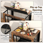 Giantex Dog Crate Furniture with Wheels, 38” Modern Dog Cage with 3 Doors, Flip Top Lid, Removable Pull-Out Tray, Decorative Dog Kennel Indoor Pet House End Table for Medium & Large Dogs (Brown)