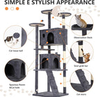 BestPet | 81" Cat Tree Tower | Dark Gray | Sturdy, Easy to Assemble, Multi-Level Activity Center with Sisal Scratching Posts, Condos, Perches, Hanging Cat Toys, Observation Decks & Ladder