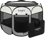 Love's cabin Pet Puppy Dog Playpen, Medium Dog Tent Crates Cage Indoor/Outdoor, Portable Playpen for Cat, Foldable Pop Up Dog Kennel Playpen with Carring Case, Removable Zipper Top, Grey