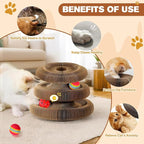 2 PCS Magic Organ Cat Scratcher Board with 6 Balls, Foldable Recyclable Accordion Cats Toy with Ball and Track Adventure, Cat Scratching Pad, Retractable Reversible Furniture Protector(Brown)