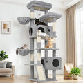Globlazer 77" Cat Tree for Large Cats, Tall Cat Tower with Scratching Board & Thickened Stable Base, Skin-Friendly Multi-Level Activity Center for Multi-Cat Household, Maine Coon, S77C,Light Grey