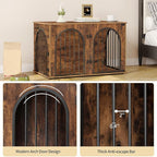 39.4" Wooden Dog Crate Furniture, Indoor Dog Kennel Dogs Cage for Small/Medium/Large Dogs, Heavy Duty Dog Crates Decorative Pet House End Side Table TV Stand, Rustic Brown DFC84101B