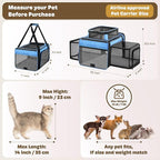 Top and 2 Sides Expandable Pet Carrier 17x11x9.5, TSA Airline Approved Small Dog Carriers for Small Dogs, Soft-Sided Cat Carrier with Self-Locking Zippers for Kitten,Rabbit, Puppy, Guinea Pig Blue