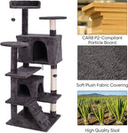 53 inches Heavy Duty Multi-Level Cat Tree Tower with Condo Furniture & Scratching Posts for Kittens Play Rest (Grey)