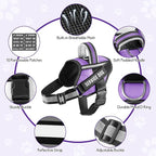 Service Dog Harness and Leash Set, XS, Purple, with 10 Patches, Reflective, for Small Dogs