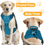 Heavy-Duty Tactical Dog Harness for Large Dogs, No Pull Adjustable Reflective Pet Vest with Molle System, K9 Military-Grade Control for Service Training, Outdoor & 10+ Breeds, Blue, Large