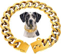 BAOBOTE 23MM Gold Dog Collar,Dog Chain Collars with Cuban Link Dog Collar,Heavy Duty Training Collar Chew Proof for Medium Dogs(26" Gold)