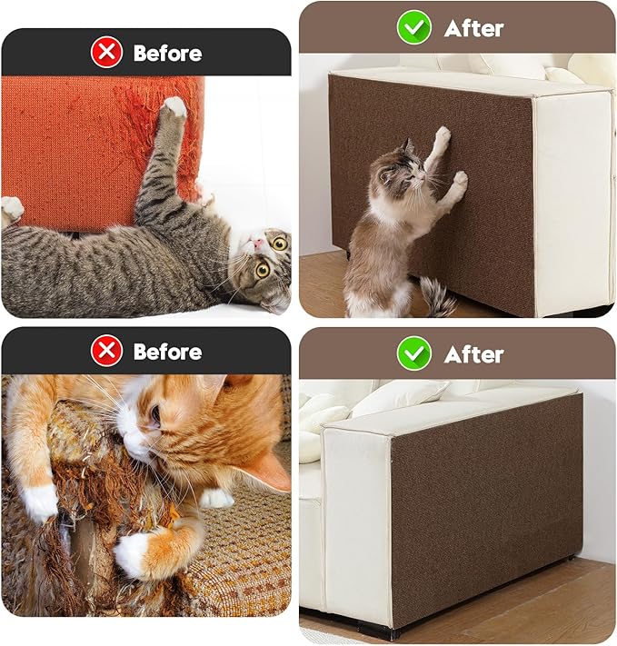 Couch Cat Scratch Protector 78.7"x15.8" – Adhesive Cat Scratch Pad, Cuttable Furniture Protector for Sofa Arms, Sides, Chair Backs & Bed Edges,Brown