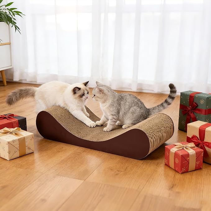 Bone Shape Cat ScratchPad,Cardboard Lounge Bed,Durable Board Pads Prevents Furniture Damage