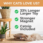 Magic Organ Cat Scratcher with Bell Ball and Catnip - Longer, Stretchier Accordion Cardboard Scratching Pad with 4 Strong Magnets - Interactive Kitty Kurlz Cat Toy