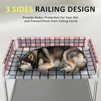 Bedside Window Pet Cat Bed - Dog Bed with Guardrail Extension Attached to Human Bed Height Elevated Dogs Cats Window Perch Bedside Dog Cot Sleeper Hammock Furniture Pet Beds (34'' x 20'' x 24'')