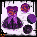 XPUDAC Halloween Dog Dress Witch Tulle Dress Holiday Dog Clothes for Small Dogs Girl, Spider Pet Costume Cat Apparel, Purple-Large