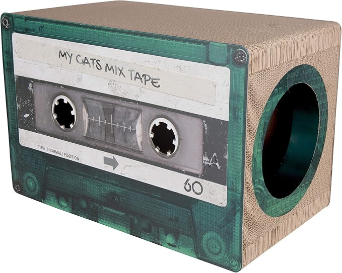 Mixtape Cardboard Cat Scratcher, Large (54 x 31 x 35 cm), Emerald