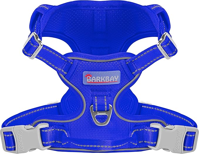 BARKBAY Dog Harness No Pull Mesh for Large Dogs - Adjustable, Reflective, Comfortable, No Choke, Heavy-Duty - Perfect for Outdoor Training, Walking, and Hiking-Strong&Durablee- XL & Sapphire Blue Mesh